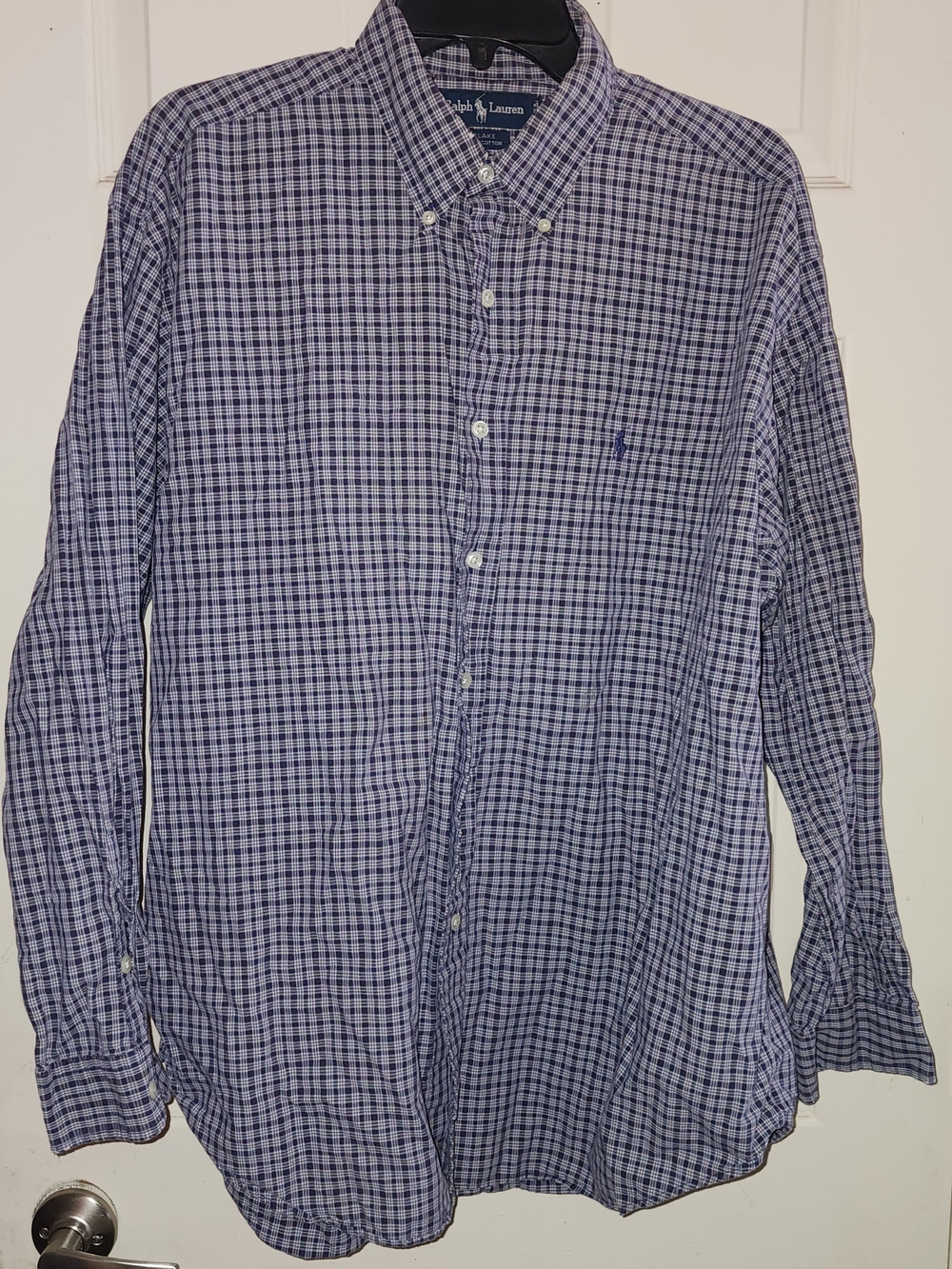 Ralph Lauren Blue & White Plaid Button-Down Shirt